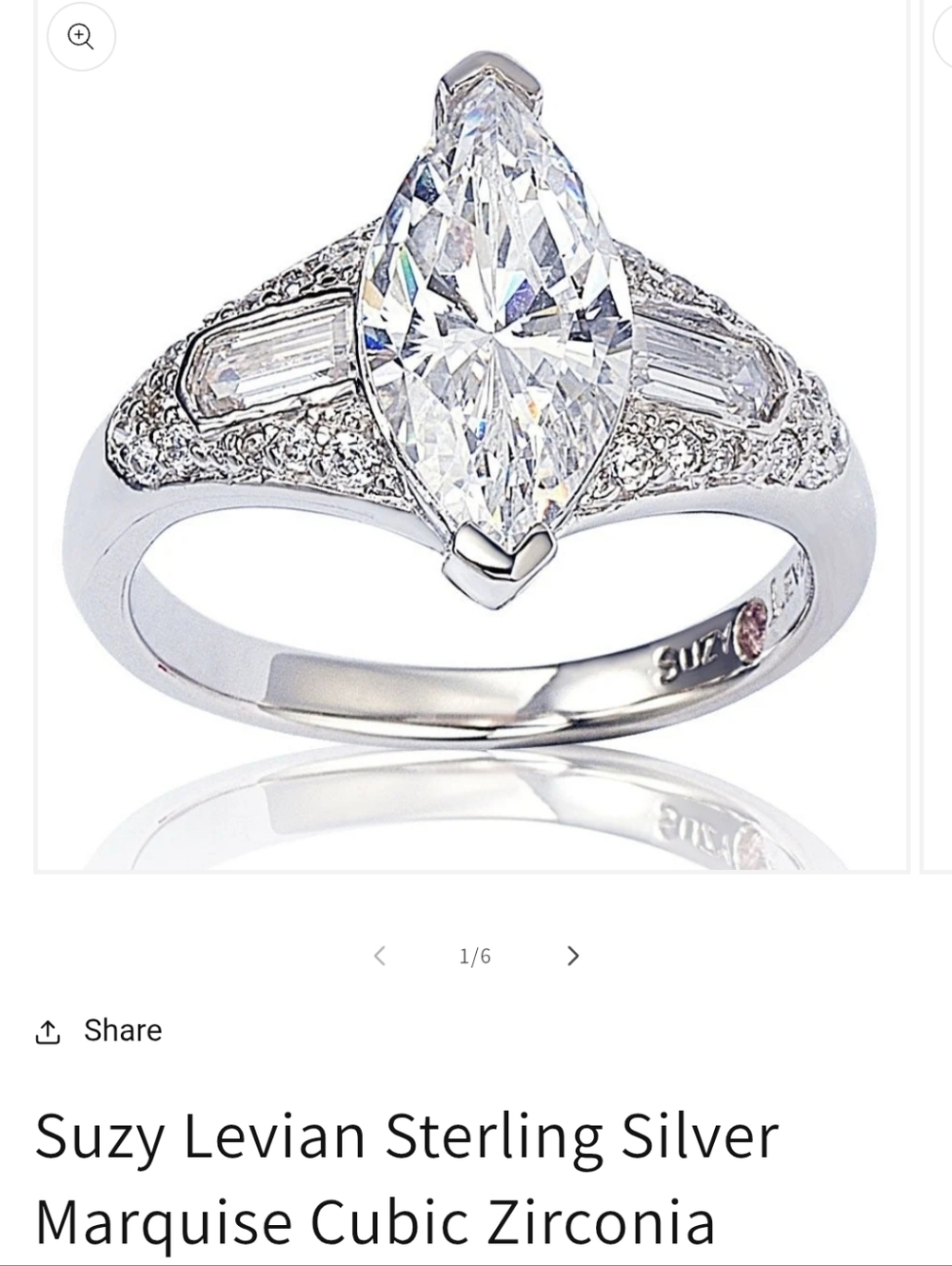 Suzy Levian Sterling Silver Engagement Ring